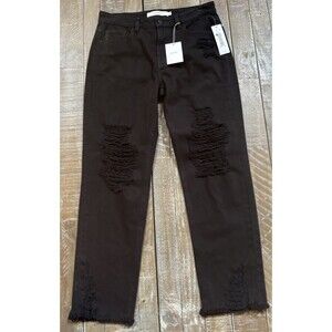 Hidden Jeans Black Skinny Pockets Women’s Size 27 Distressed NWT Dark Wash